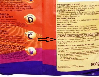 Bournvita allergen declaration