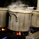 cooking pots and stove