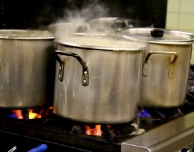 cooking pots and stove