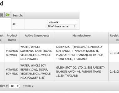 Vitamilk NAFDAC number