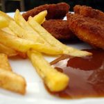 tomato ketchup with fries chicken